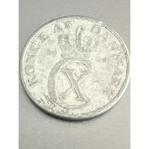 Danish 2 Ore Coin Christian X Antique Collectible